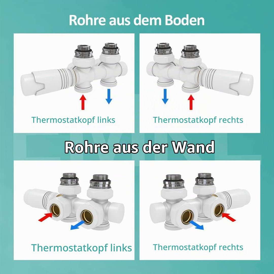 Heizkörper Multiblock Mittelanschluss Messing G1/2" für Ø15 &amp; 16mm - Bild 3
