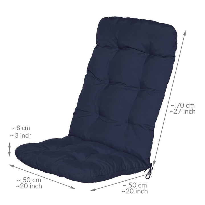 Hochlehner Auflagen 2er Set Polyester 8cm Polsterung Gartenstuhl dunkelblau - Bild 3