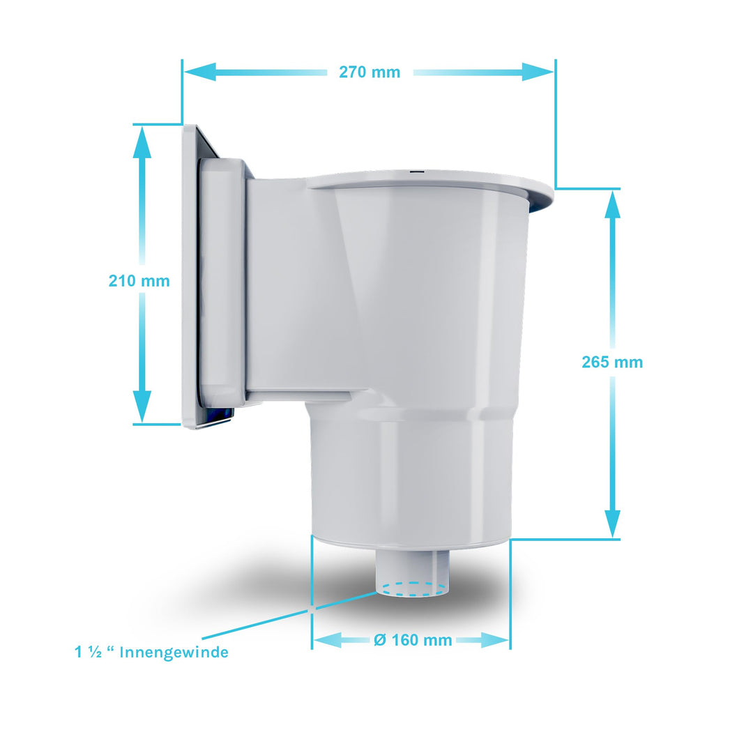 Einbauskimmer Set Stahlwandpool Weiss ABS mit Einlaufdüse Komplettset - Bild 6