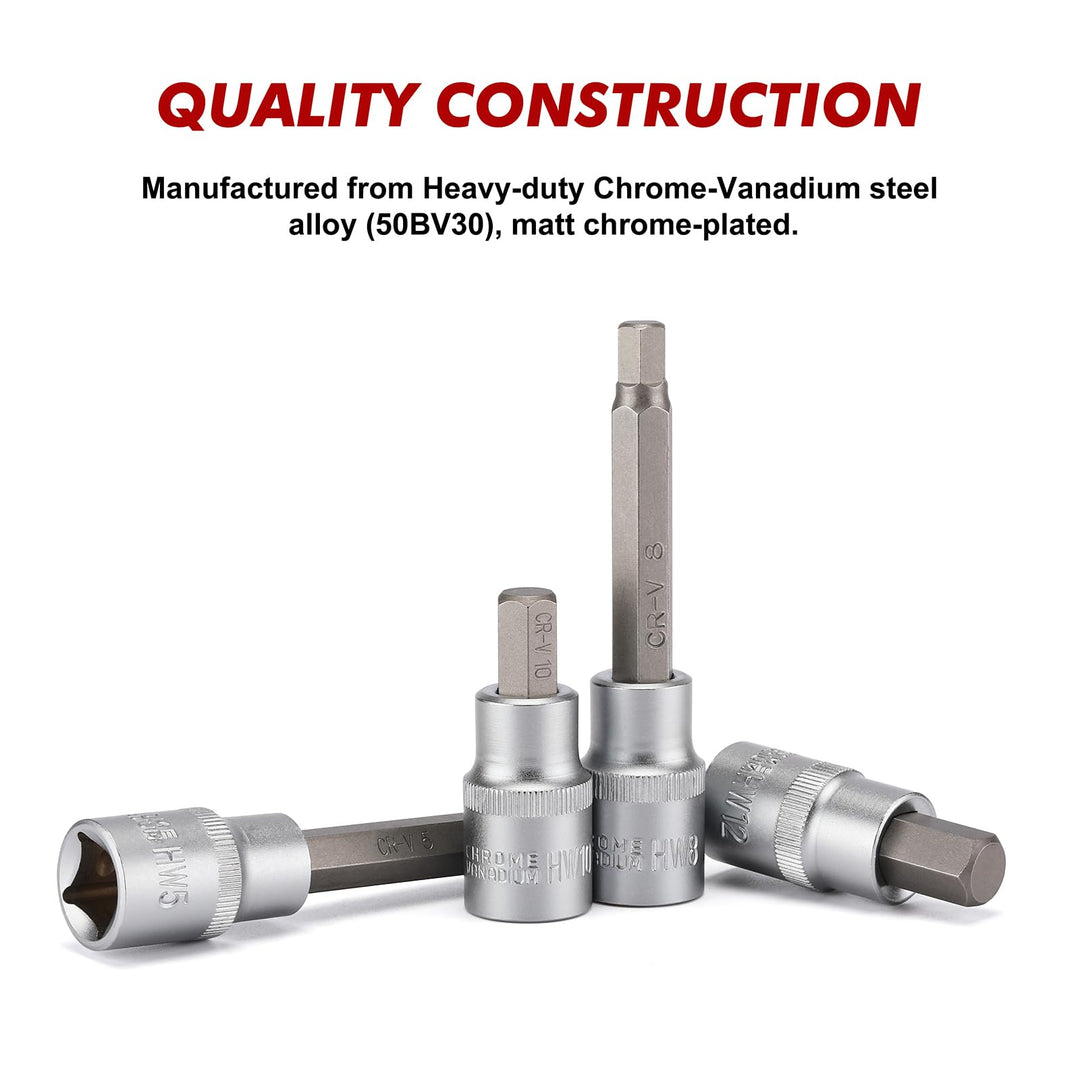 Inbus Steckschlüssel Satz 1/2 Zoll 30-tlg. Chrom-Vanadium HX5-HX19 - Bild 3