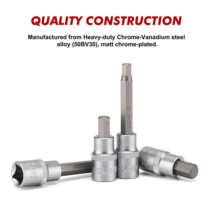 Inbus Steckschlüssel Satz 1/2 Zoll 30-tlg. Chrom-Vanadium HX5-HX19 - Bild 3