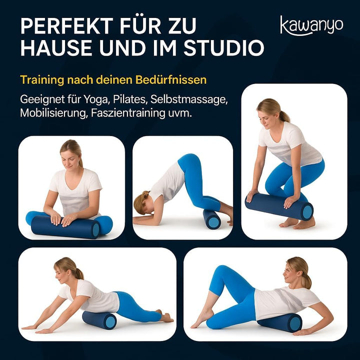 Pilatesrolle Hartschaum 90 cm für Yoga Fitness Reha schwarz - Bild 3