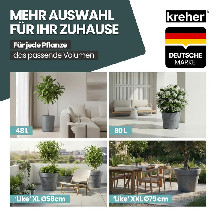 Pflanzkübel rund mit Rollen Anthrazit Ø58cm PE-Kunststoff Outdoor - Bild 8
