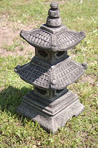 Steinpagode 2-stöckig Sandstein Gartendeko Grau 35 cm - Bild 3