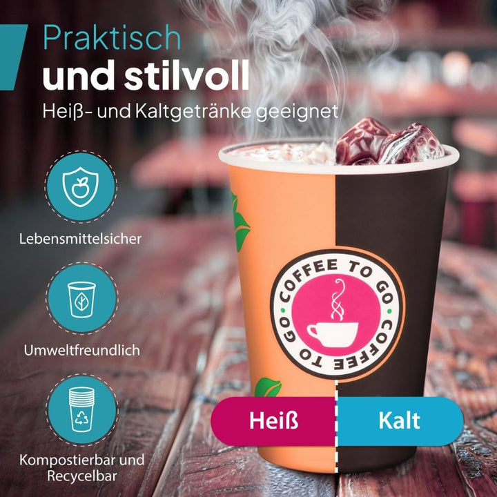 Pappbecher 300 ml Coffee to Go Einweg stapelbar 1000 Stück - Bild 5
