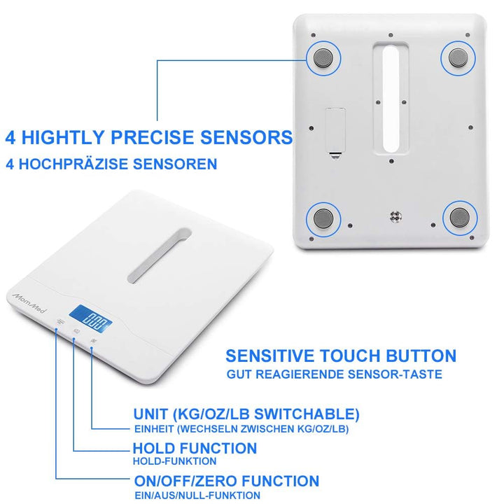Babywaage digital mit Hold-Funktion 0–100 kg abnehmbarer Aufsatz - Bild 3
