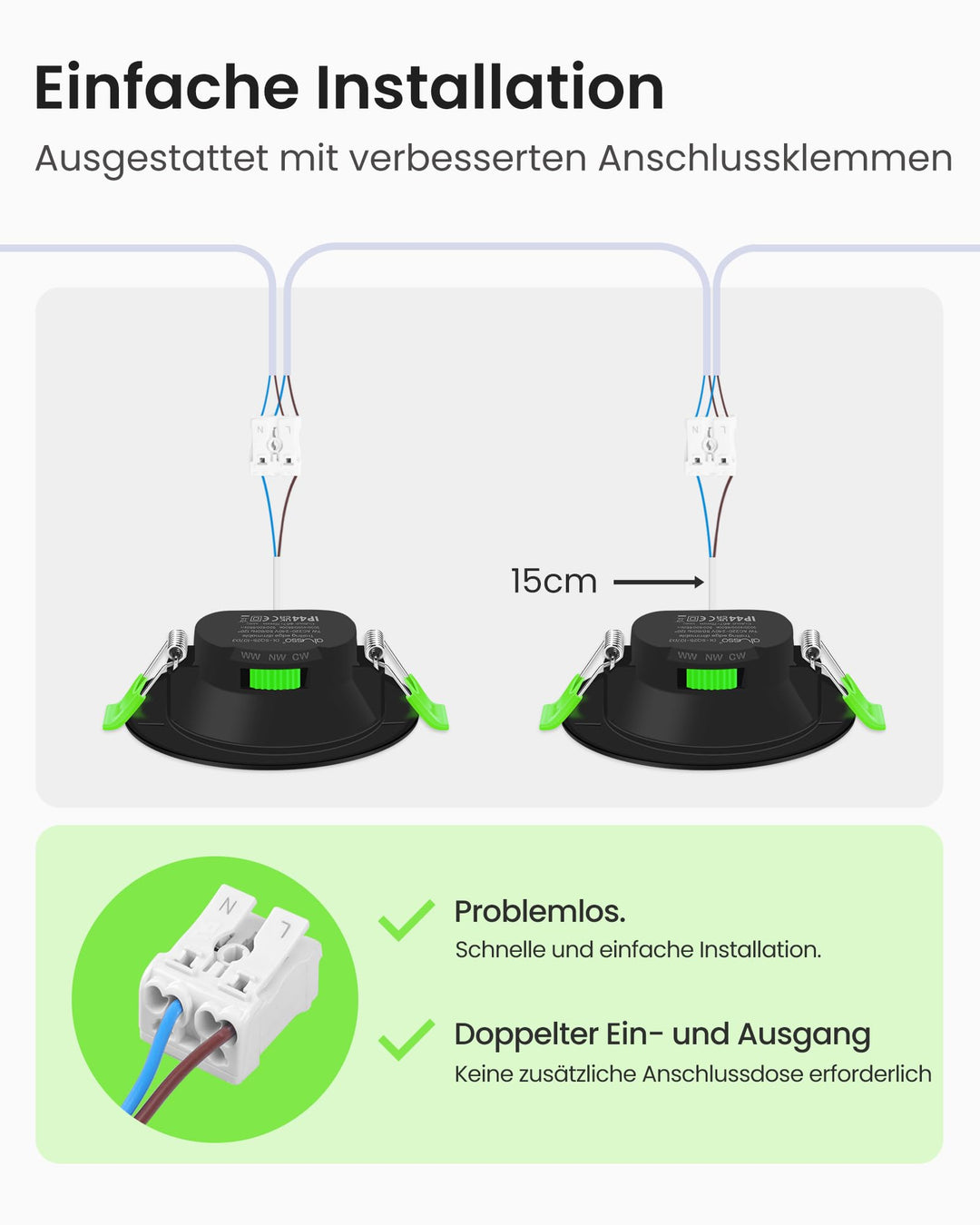 LED Einbaustrahler 7W dimmbar IP44 3 Farbtemperaturen 6er Set - Bild 5