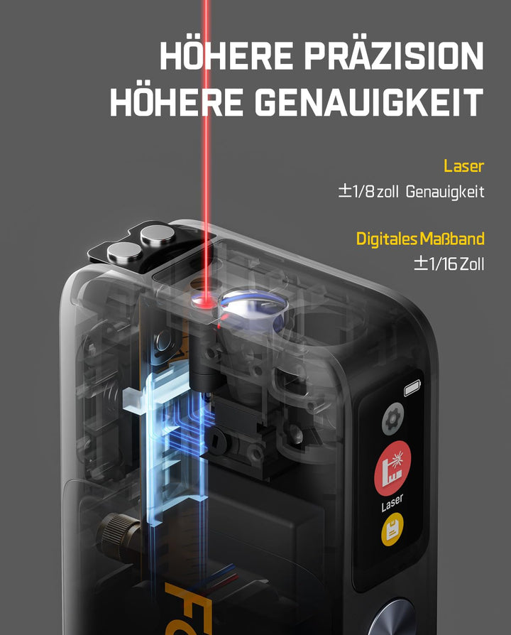 Laser-Entfernungsmesser 2-in-1 mit Massband 50m IPS-Display - Bild 4
