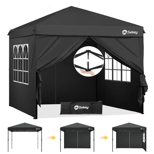 Faltpavillon 3x3 m Pop-Up wasserdicht 420D mit 4 Seitenteilen