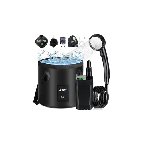 Campingdusche Tragbar 20L Faltbar mit 6000mAh Akku IPX7