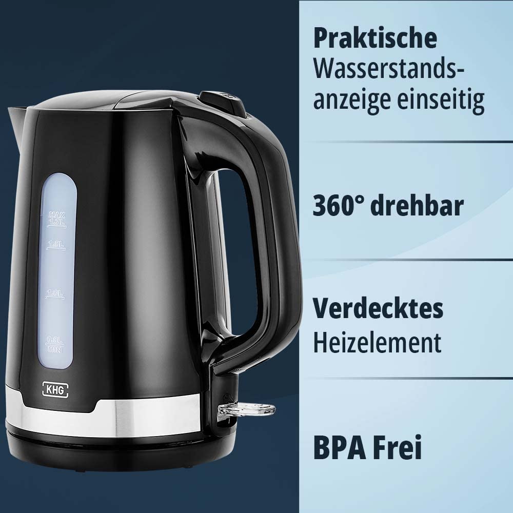 Frühstücksset 3-teilig Schwarz Wasserkocher Toaster Kaffeemaschine - Bild 3