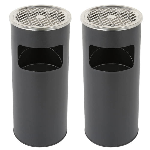 Standaschenbecher mit Mülleimer 30 L Edelstahl Aussen Ø25×60 cm 2er-Set