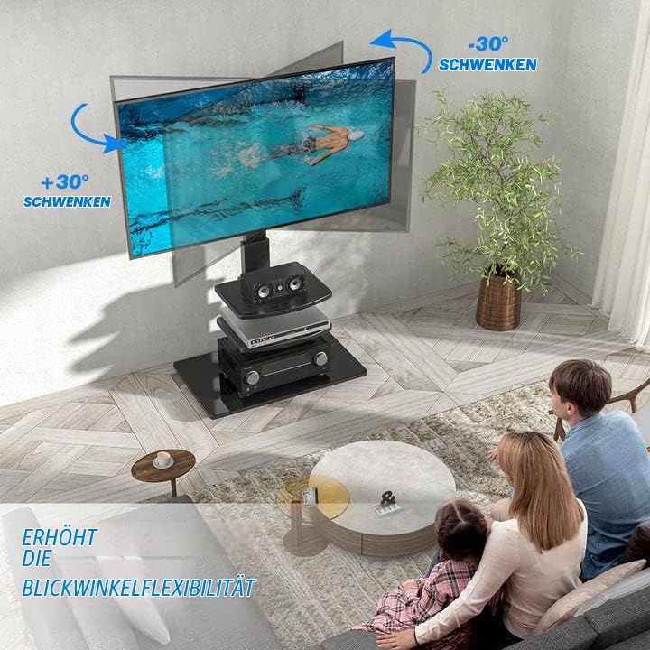 TV Bodenständer 32-75 Zoll höhenverstellbar schwenkbar bis 50 kg - Bild 3