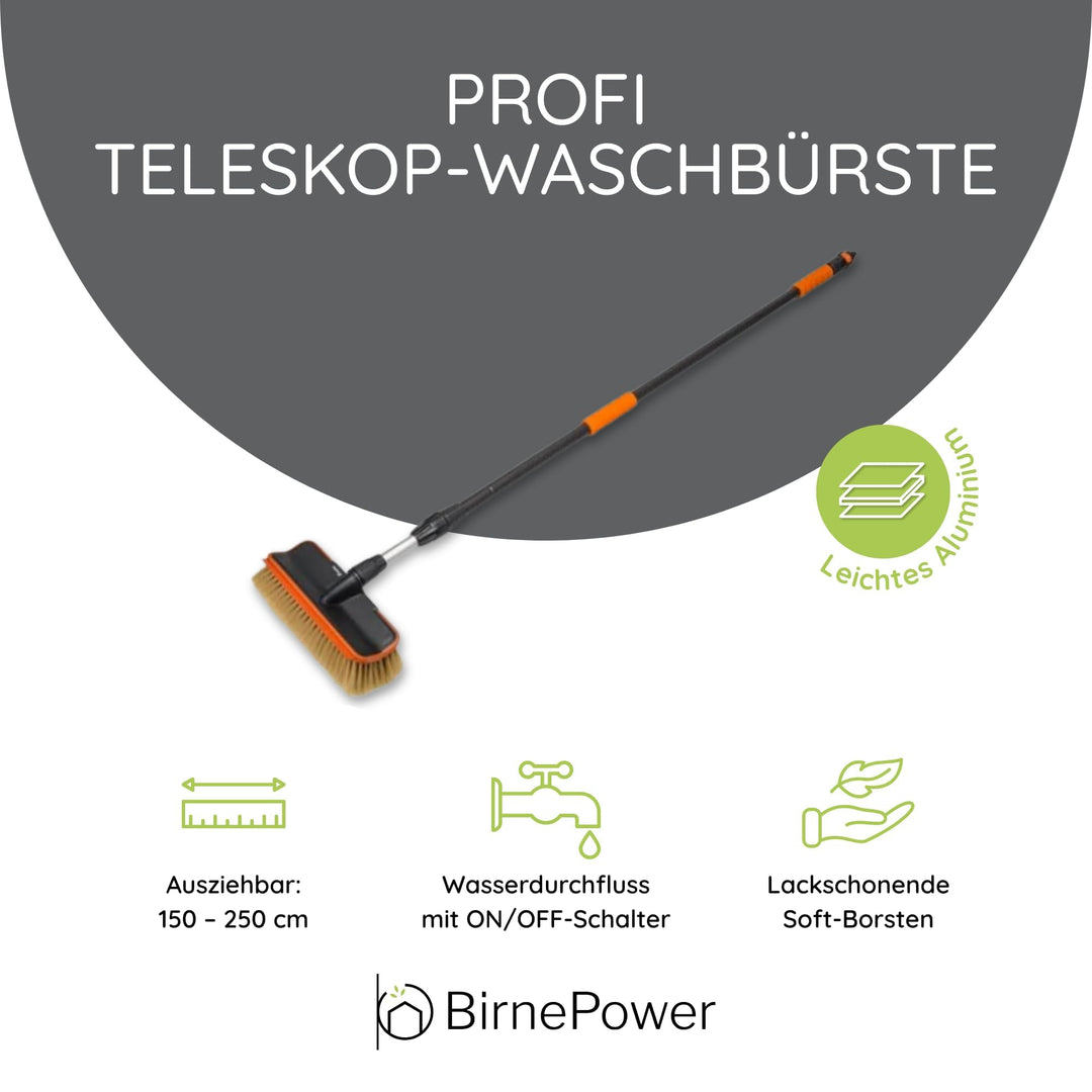 Autowaschbürste Teleskop ALU 180-300cm mit Wasseranschluss SOFT-Borsten - Bild 2