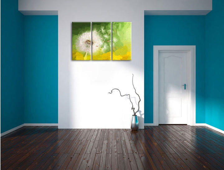 Leinwandbild 3-teilig Löwenzahn 120x80cm Keilrahmen fertig bespannt - Bild 5