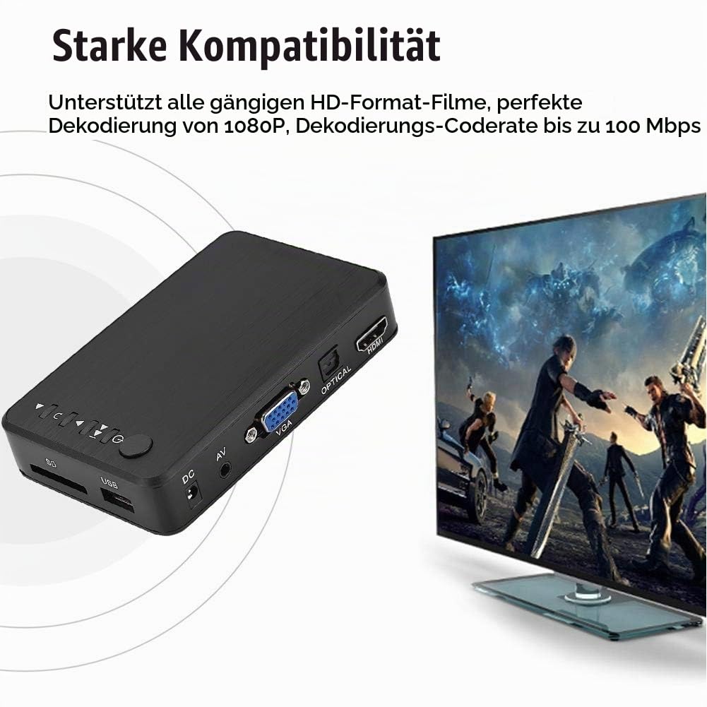 Multimedia Player Full HD 1080p HDMI mit Fernbedienung USB SD - Bild 5