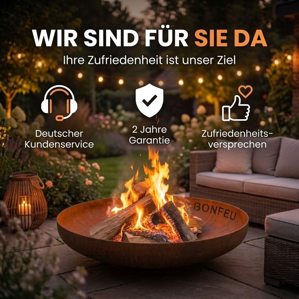 Feuerschale Cortenstahl 100 cm rund für Garten und Terrasse - Bild 8