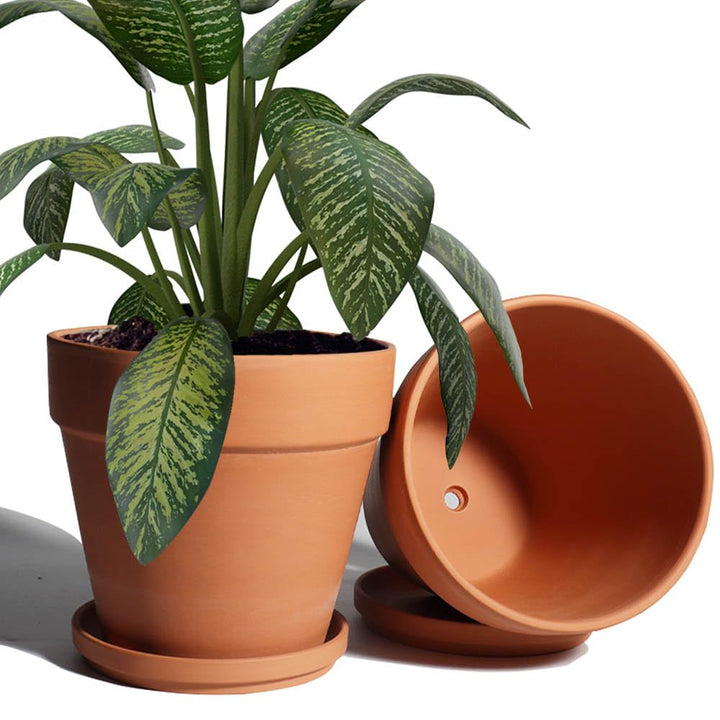Terrakotta-Töpfe 20 cm mit Untersetzer für Innen und Aussen 2er-Set