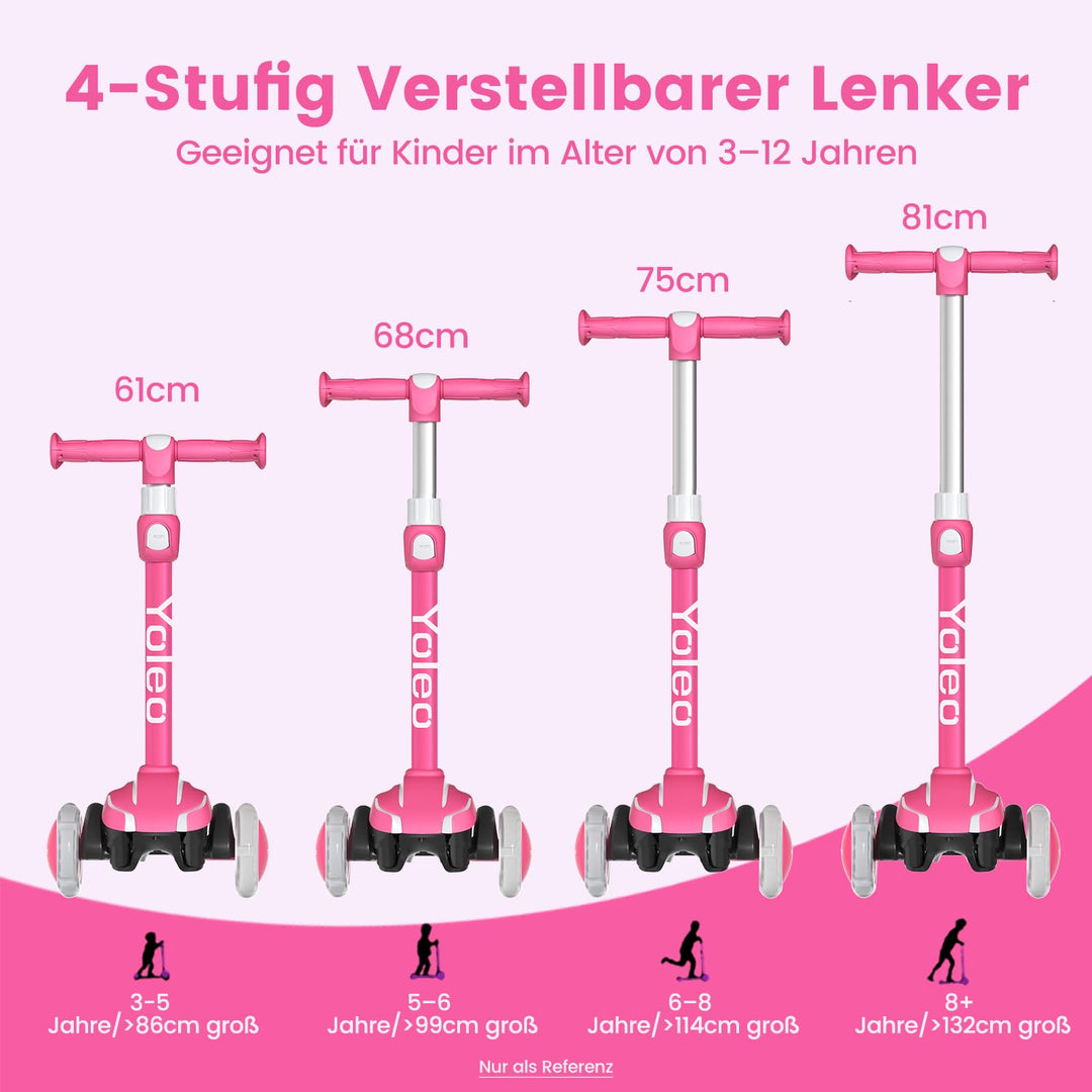 Dreirad-Scooter Kinder klappbar 4-fach höhenverstellbar 3–12 Jahre - Bild 2