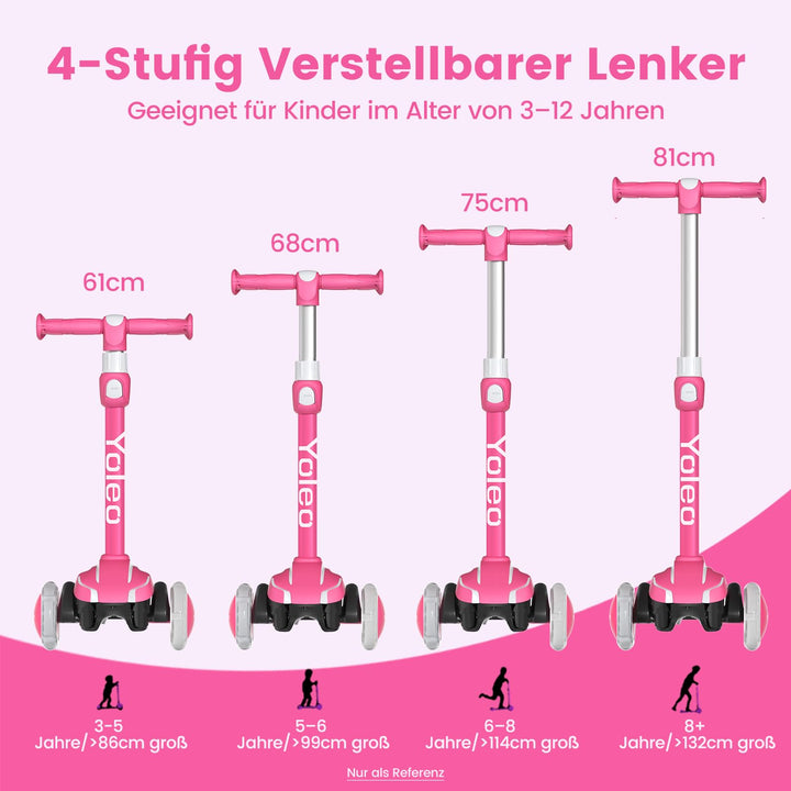 Dreirad-Scooter Kinder klappbar 4-fach höhenverstellbar 3–12 Jahre - Bild 2