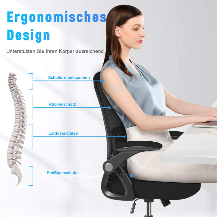Bürostuhl mit Netzrücklehne, Lendenwirbelstütze und Armlehnen - Bild 3