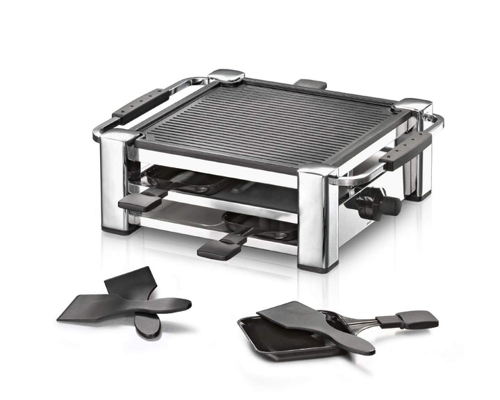 Raclette-Grill 4 Personen Alu-Druckguss gerippte Grillplatte 1000 W - Bild 4