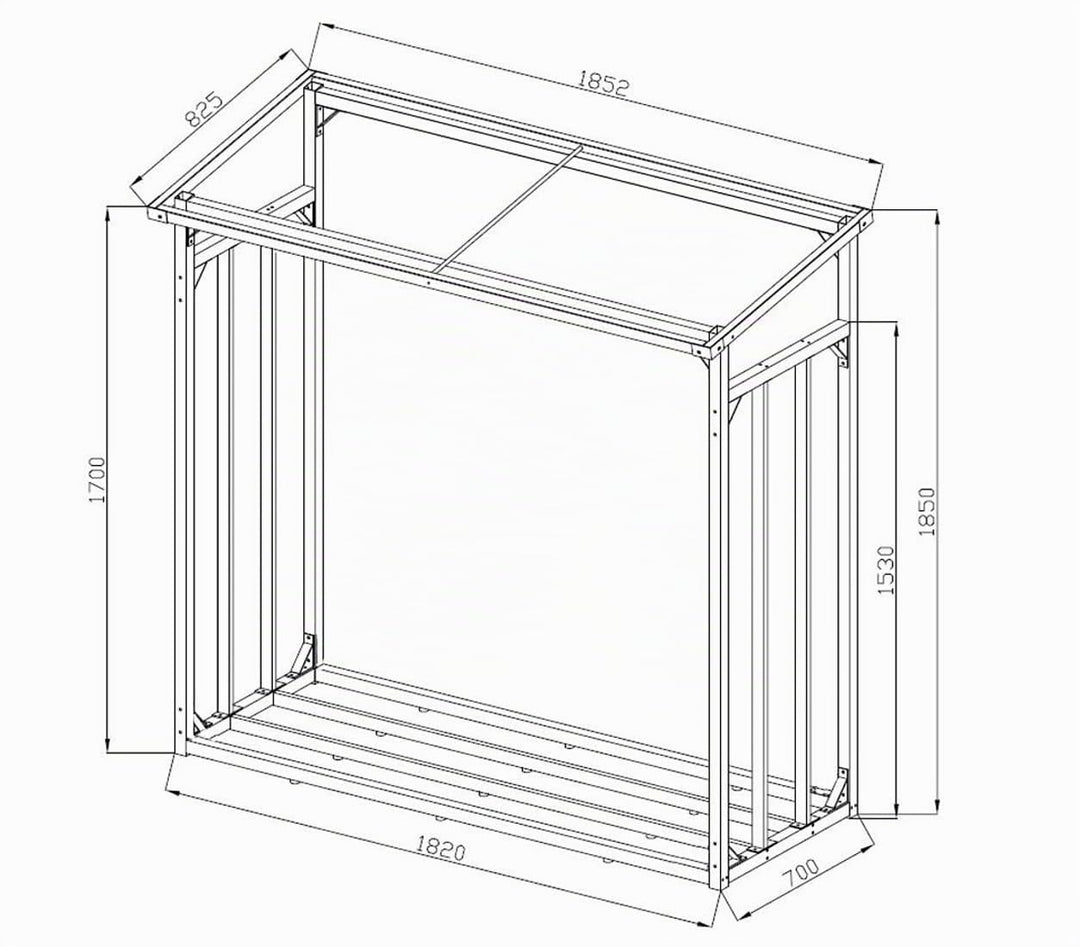 Kaminholzregal Aussen XXL 185x70x185 cm Stahl Anthrazit mit Dach - Bild 9