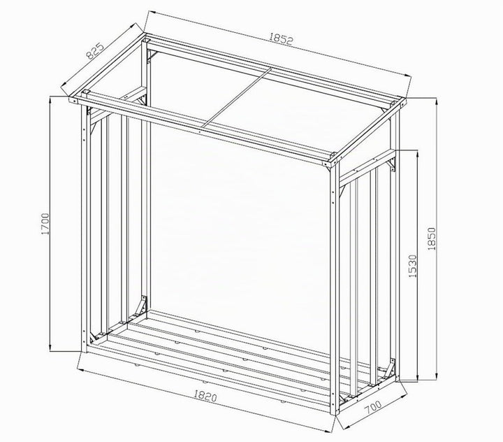 Kaminholzregal Aussen XXL 185x70x185 cm Stahl Anthrazit mit Dach - Bild 9