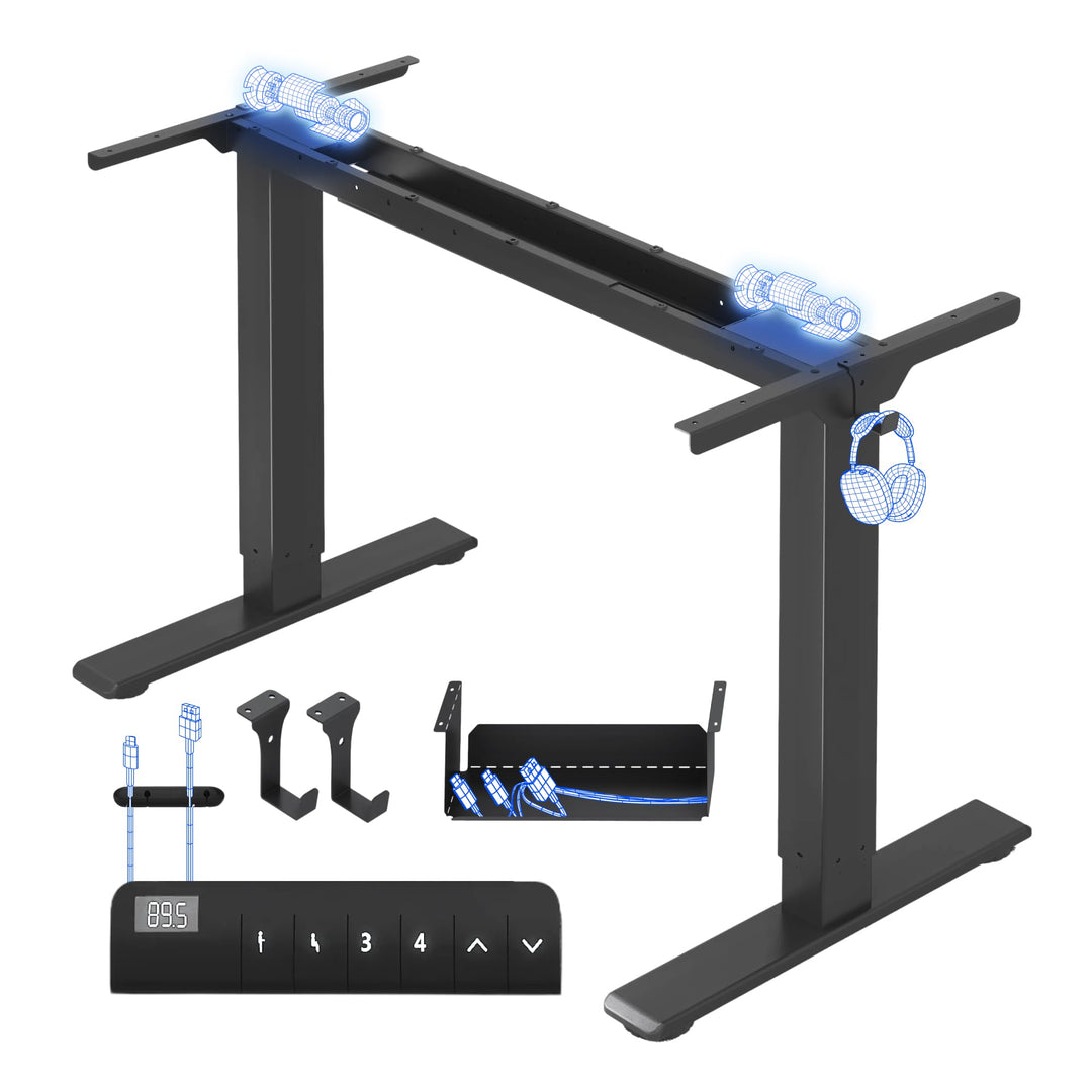 Schreibtisch-Gestell höhenverstellbar Doppelmotor 70–119 cm Home Office