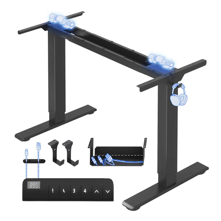 Schreibtisch-Gestell höhenverstellbar Doppelmotor 70–119 cm Home Office