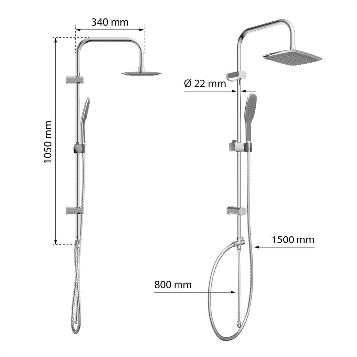 Duschset 2-in-1 mit Regendusche 250x200mm und Handbrause Chrom - Bild 7