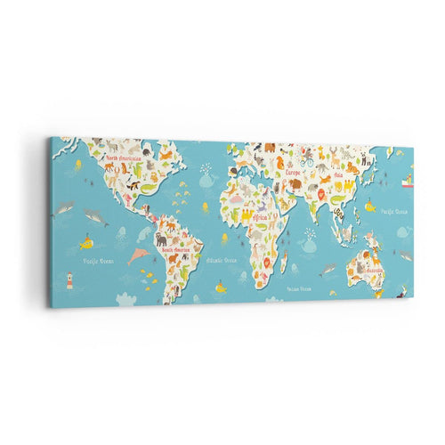 Leinwandbild Weltkarte für Kinder 120x50cm einteilig