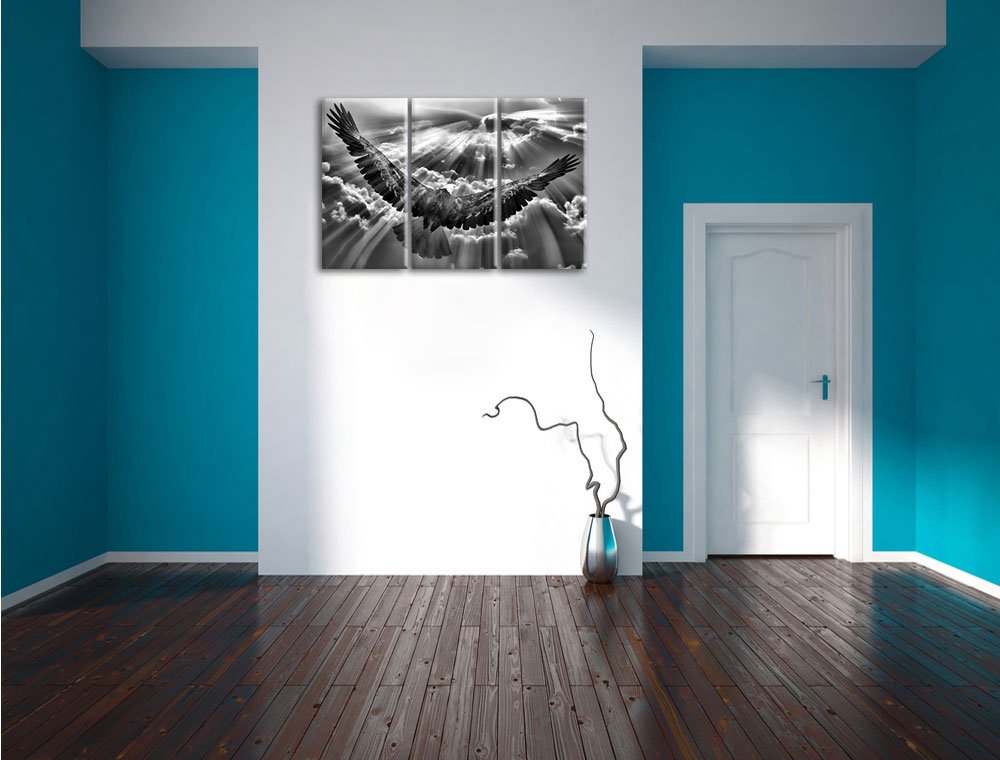 Leinwandbild Adler Wolken 3-teilig 120x80cm Echtholzrahmen - Bild 5