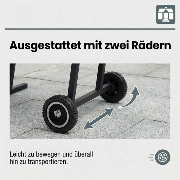 Holzkohlegrill Stahl mit 2 höhenverstellbaren Rosten und Rollen - Bild 4