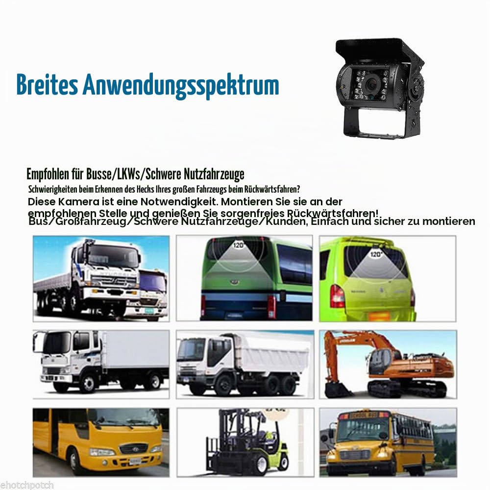 Rückfahrkamera 12V-24V 120° Weitwinkel Nachtsicht für LKW Bus Anhänger - Bild 4