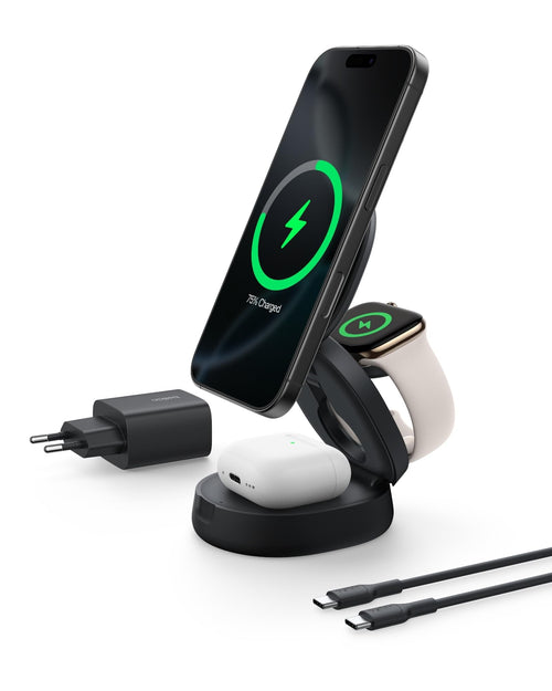 3-in-1 Qi2 Ladestation verstellbar 15W für iPhone Apple Watch AirPods