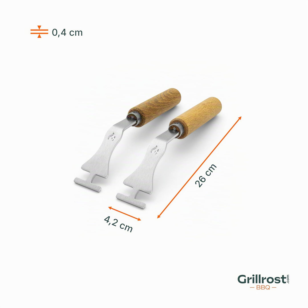 Grillrostheber Edelstahl mit Eichenholzgriff abnehmbar universal - Bild 5