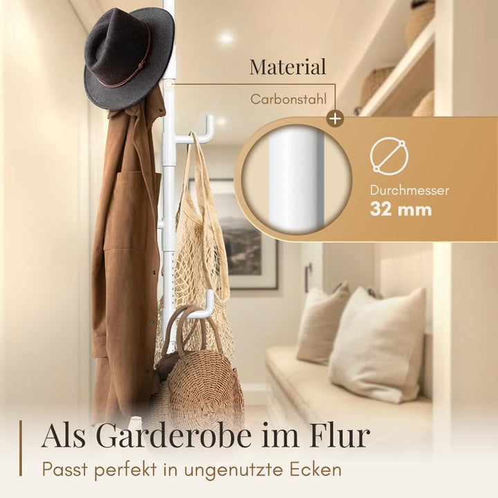 Garderobenständer Teleskop Metall 110–310 cm mit 5 Haken höhenverstellbar - Bild 3