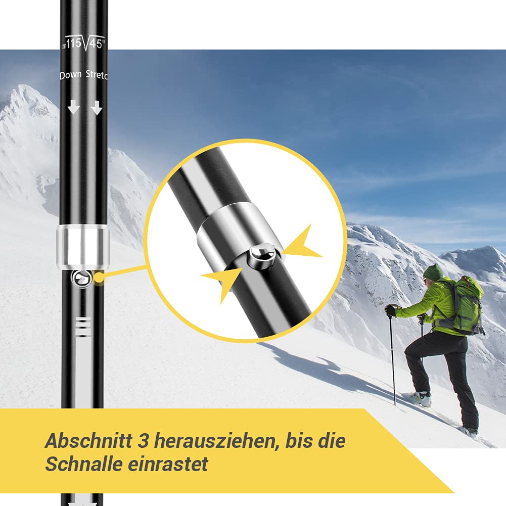 Wanderstöcke Aluminium 7075 faltbar 36 cm für 160–198 cm Körpergrösse - Bild 4