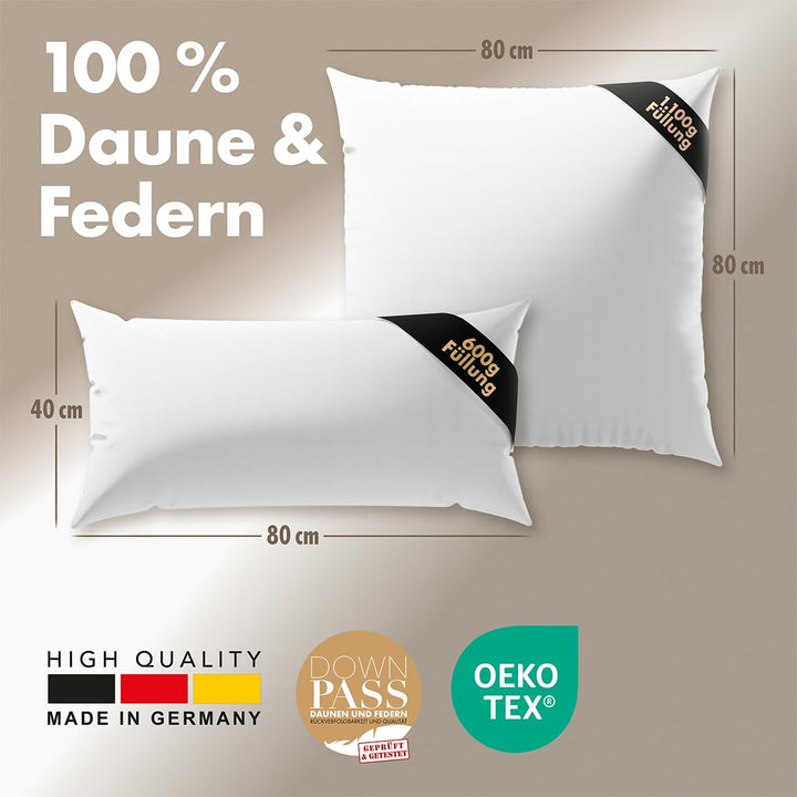 Daunenkissen 80x80 3-Kammer Baumwolle Allergiker geeignet - Bild 7