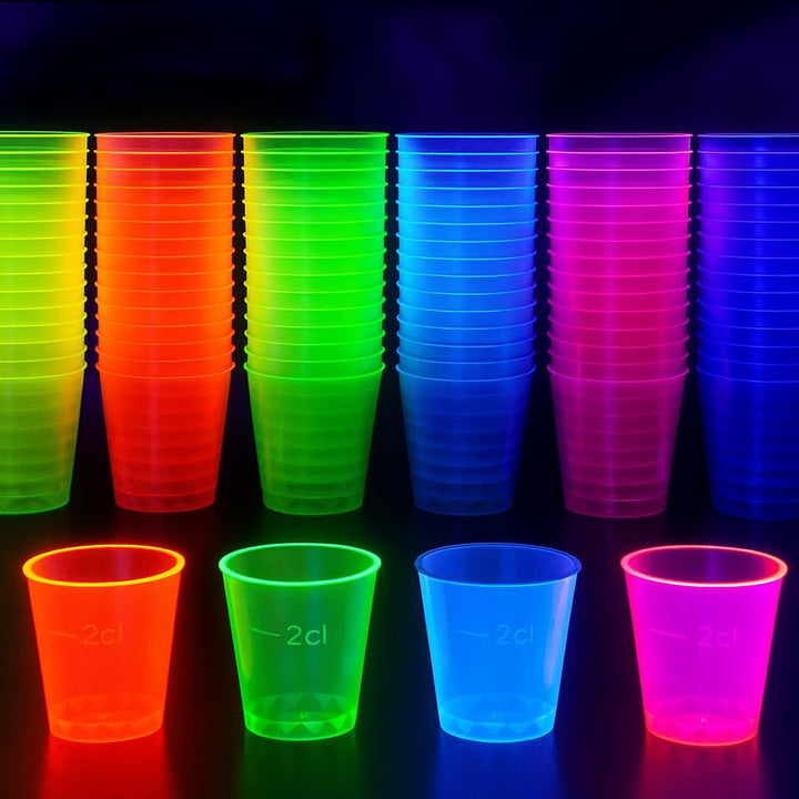 Shotgläser Plastik Neon 300er-Set 3cl Schwarzlicht Party - Bild 2