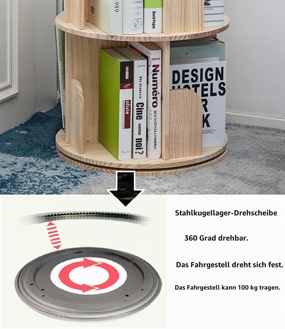 Drehbares Bücherregal Massivholz 4-stöckig 360° für Kinder - Bild 7