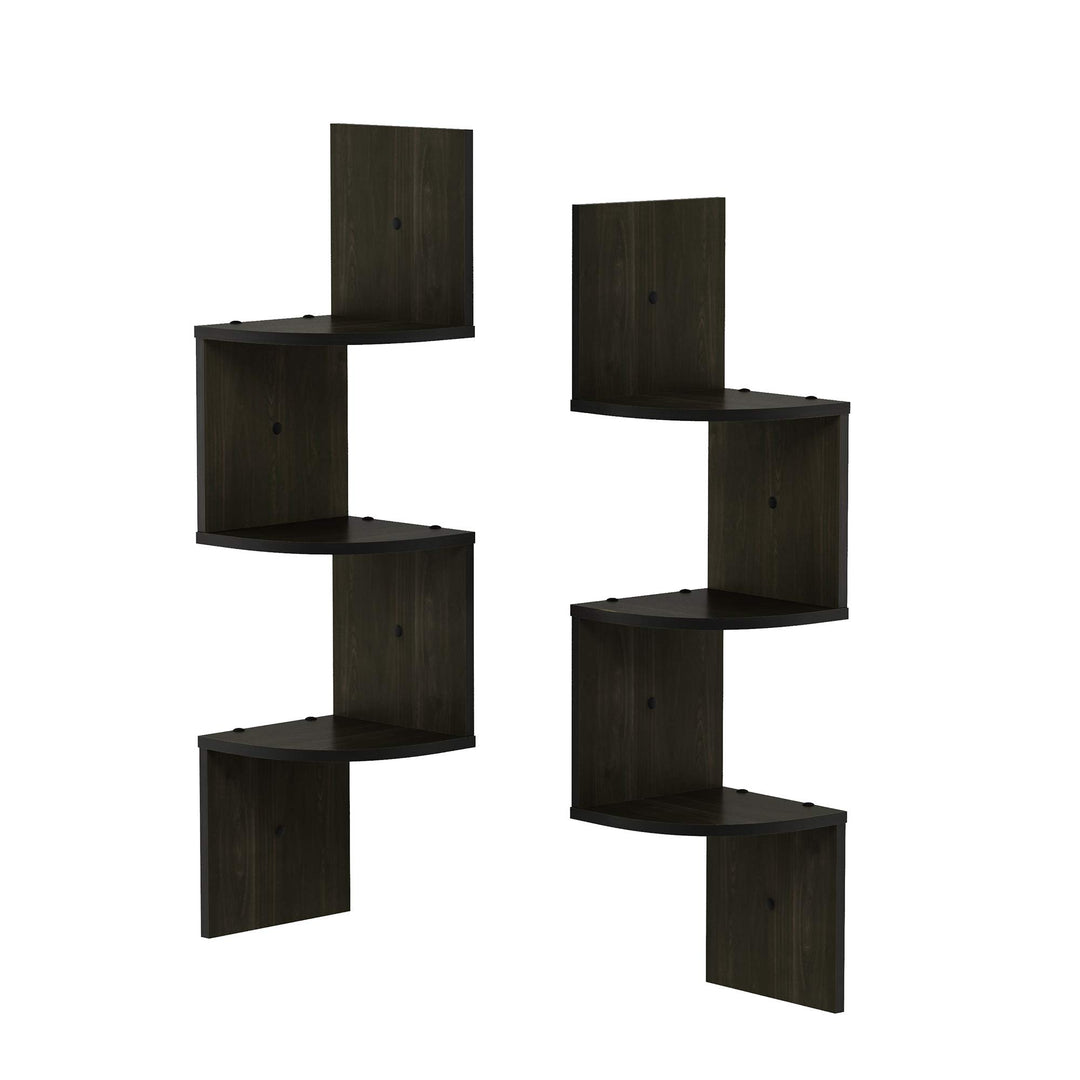 Eckregal schwebend Wandmontage 3 Ebenen Espresso 2er-Set - Bild 6