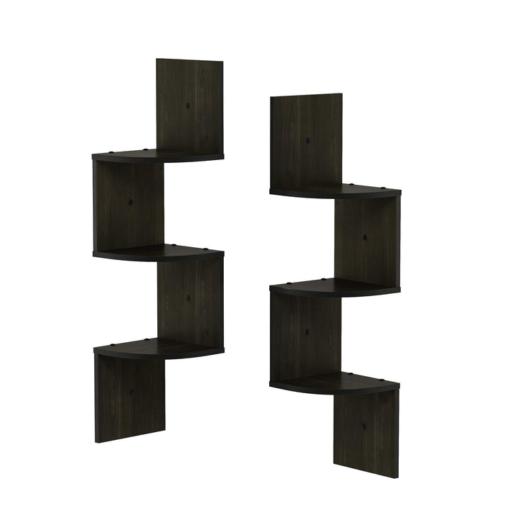 Eckregal schwebend Wandmontage 3 Ebenen Espresso 2er-Set - Bild 6