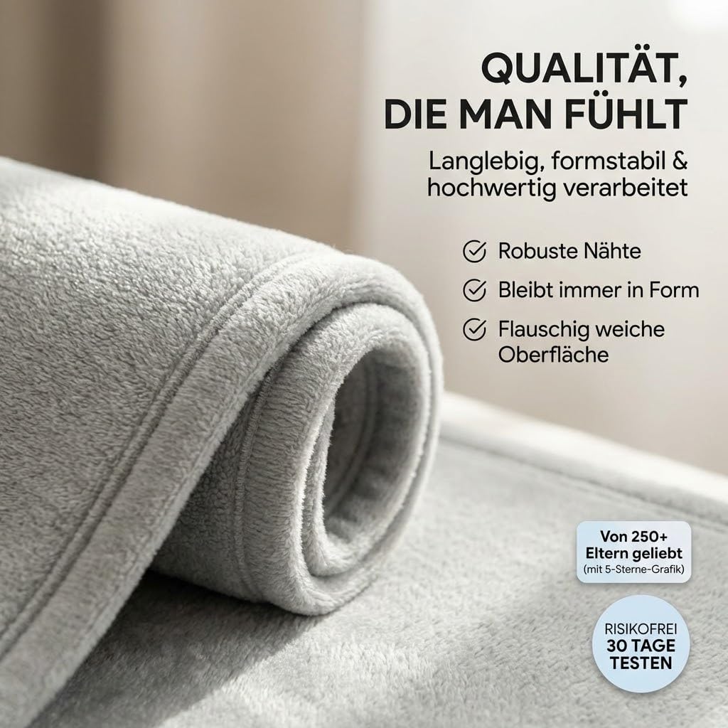 Krabbelmatte Baby Schaumstoff 180x200cm 3cm Dick Rutschfest Grau - Bild 11
