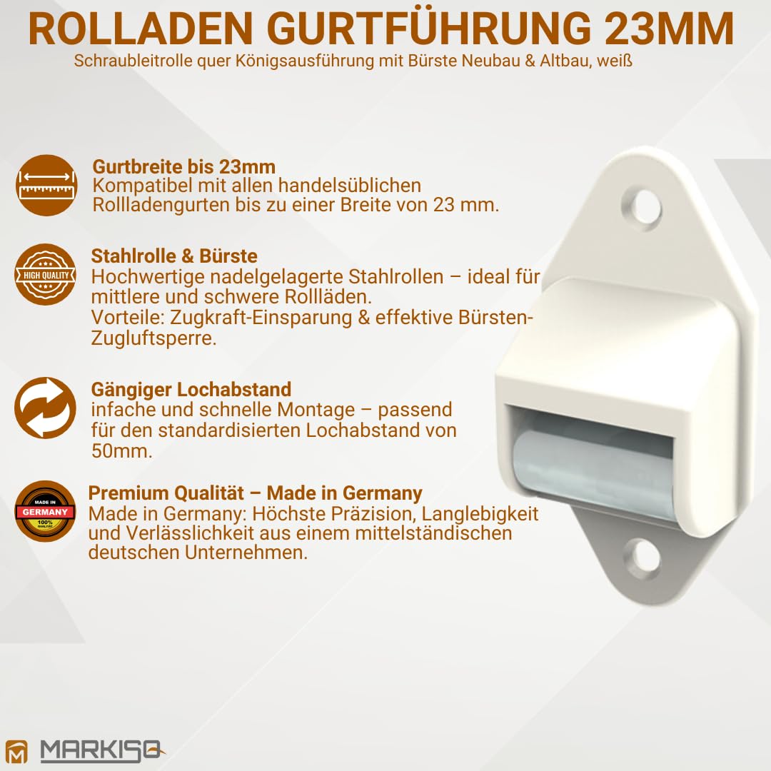 Rolladen Gurtführung Stahlrolle mit Bürstendichtung 23mm 5er-Set - Bild 2