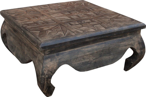Couchtisch Balsaholz mit Schnitzereien 60x60 cm Braun