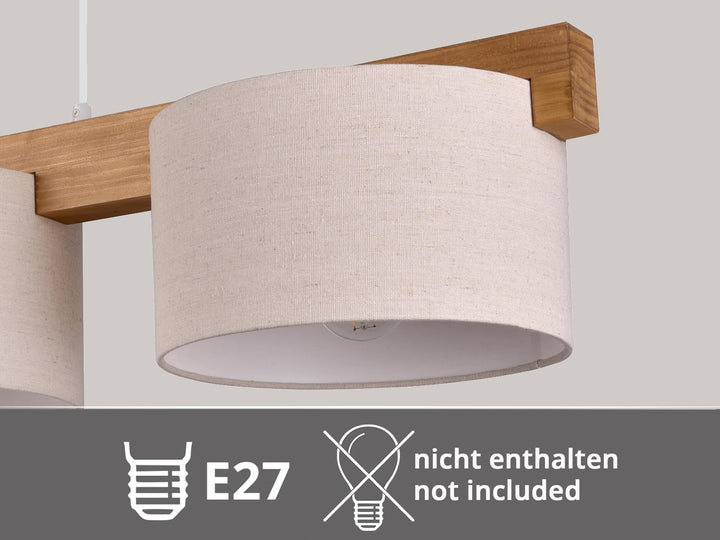 Pendelleuchte Holz Stoff 3-flammig 100cm breit Esszimmer - Bild 6