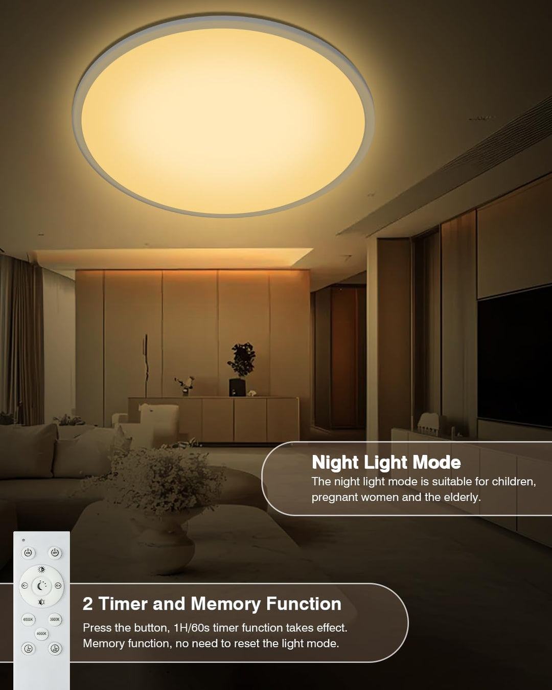 LED Deckenleuchte 56W dimmbar 59cm mit Fernbedienung 3000-6500K - Bild 5