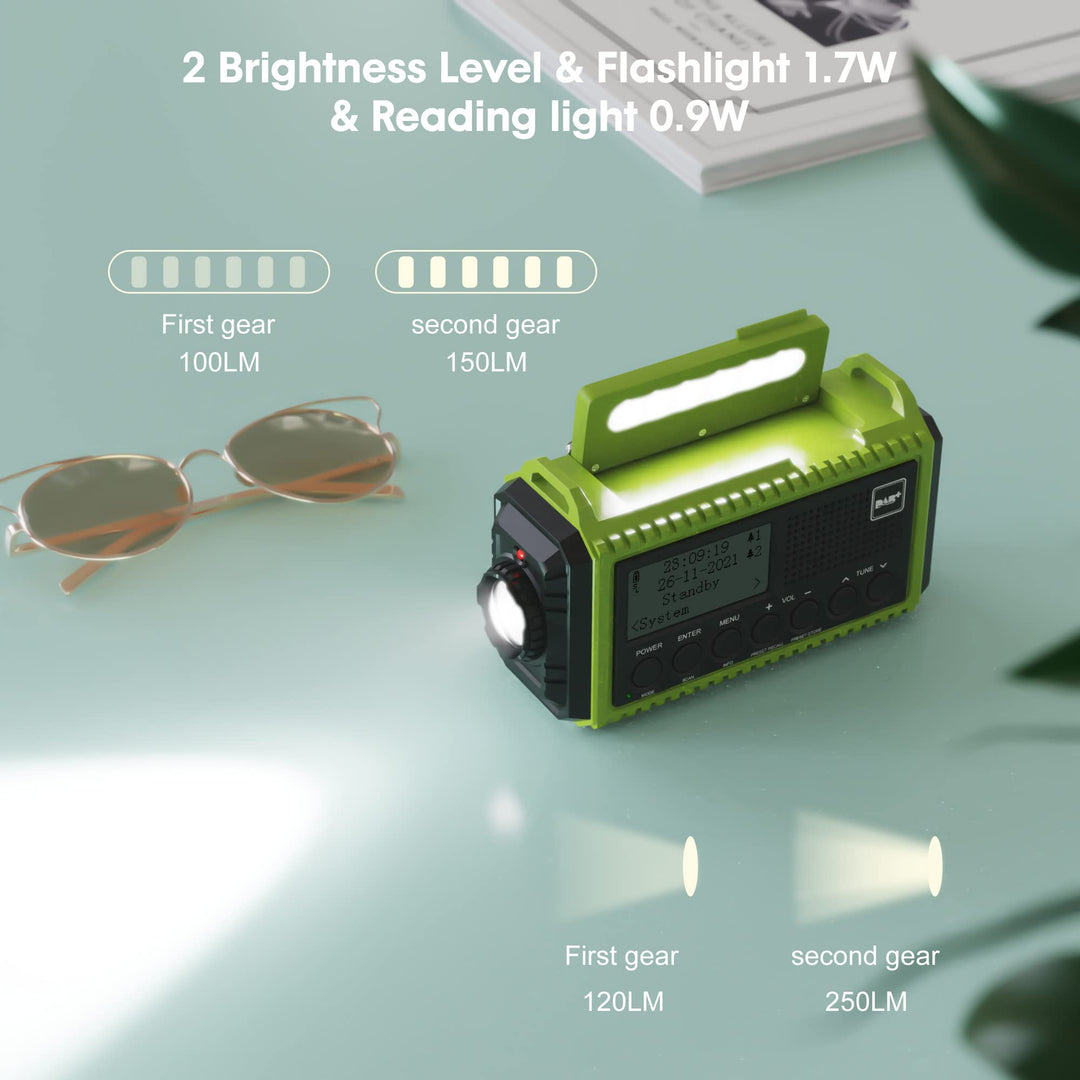 Kurbelradio DAB+ Solar mit 5000mAh Akku, LED-Licht &amp; SOS-Alarm - Bild 4